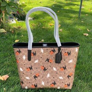City Tote In Signature Canvas With Halloween Graphic Bag Purse